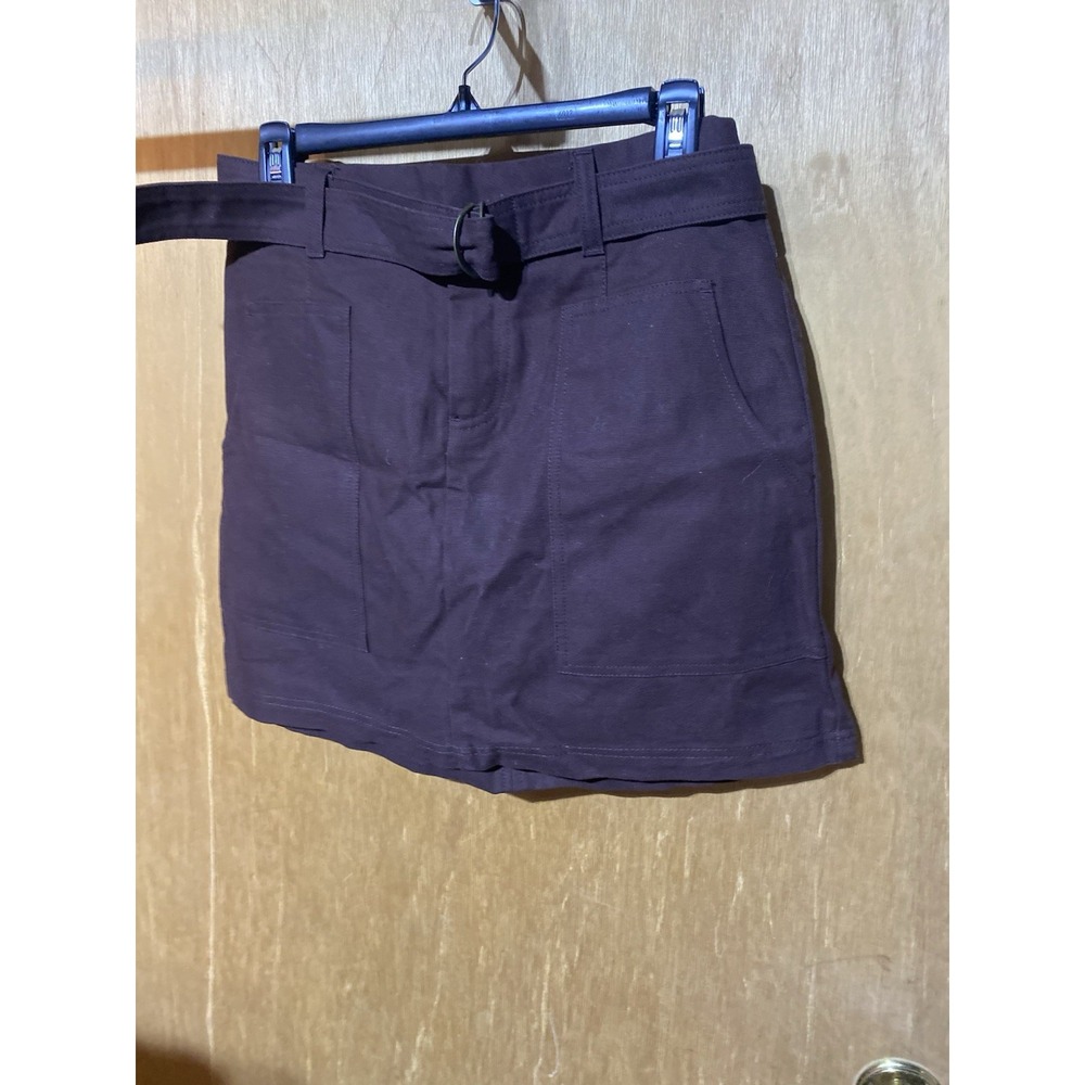 WOOLRICH Belted Mini Skirt Womens Small Brown Canvas Cotton NWT Pockets